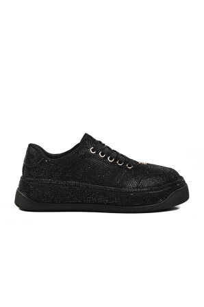 Siyah Taş İşlemeli Kadın Sneaker 25Y451-10 Z