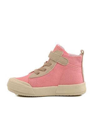 Pudra Keten Bilek Boy Cırtlı Kız Çocuk Sneaker 7465 B