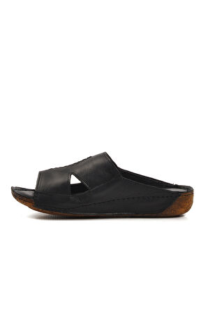 Siyah Hakiki Deri Kadın Terlik 012 Z