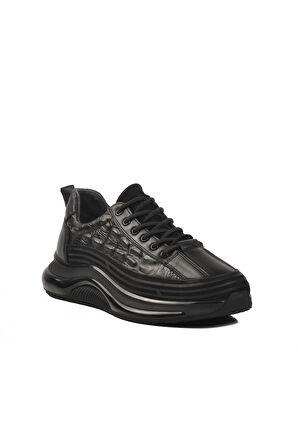 Siyah Hakiki Deri Erkek Sneaker 1004 M