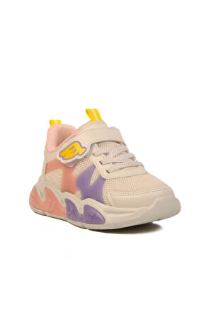 Krem Cırtlı Hafif Unisex Çocuk Spor Ayakkabı 1884 P