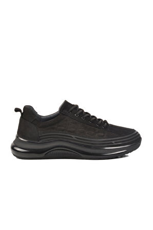 Siyah Nubuk Hakiki Deri Erkek Sneaker 1004 M