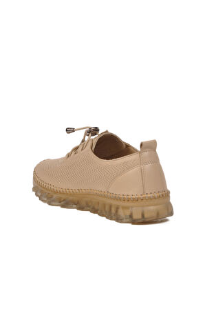 Bej Hakiki Deri Kadın Casual Ayakkabı 0003 Z