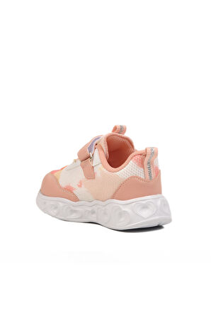 Pudra Simli Cırtlı Işıklı Hafif Kız Çocuk Spor Ayakkabı Ruffon B