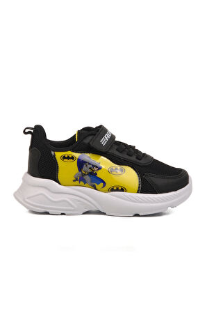 Siyah Sarı Fileli Cırtlı Unisex Çocuk Spor Ayakkabı Ruffon P