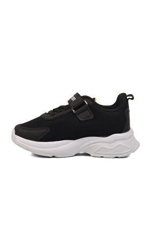 Siyah Sarı Fileli Cırtlı Unisex Çocuk Spor Ayakkabı Ruffon P