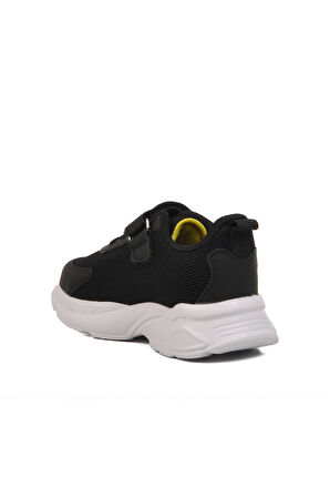 Siyah Sarı Fileli Cırtlı Unisex Çocuk Spor Ayakkabı Ruffon P