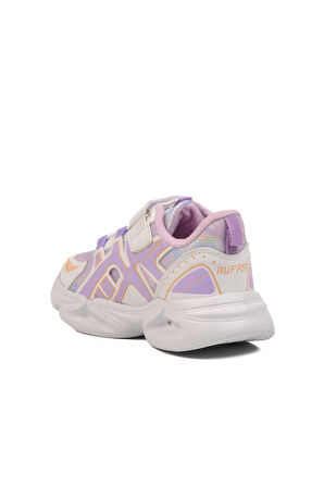 Beyaz Lila Cırtlı Fileli Hafif Unisex Çocuk Spor Ayakkabı 2351 P