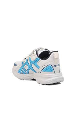 Beyaz Lacivert Cırtlı Fileli Hafif Unisex Çocuk Spor Ayakkabı Ruffon F