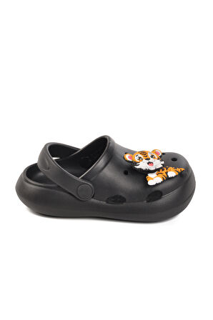 Siyah Unisex Çocuk Sabo Terlik Yumurcak B
