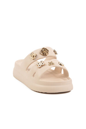 Ekru Eva Hafif Esnek Kadın Terlik 510 Z