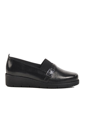 Siyah Hakiki Deri Kadın Casual Ayakkabı BB0114 Z