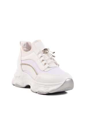 Beyaz Yüksek Taban Kadın Sneaker 6064 Z