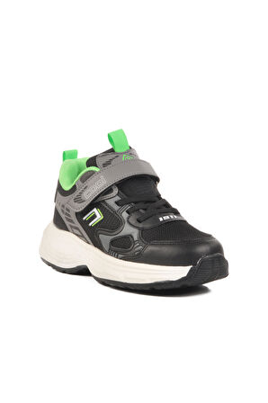 Siyah Cırtlı Fileli Hafif Erkek Çocuk Spor Ayakkabı Dian F
