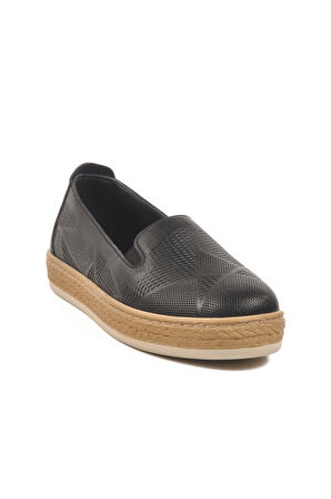 Siyah Hakiki Deri Anatomik Kadın Casual Ayakkabı F-2036 Z