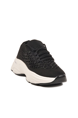 Siyah Hafif Triko Örme Anatomik Kadın Sneaker B064 Z