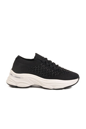 Siyah Hafif Triko Örme Anatomik Kadın Sneaker B064 Z