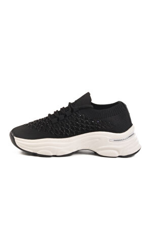 Siyah Hafif Triko Örme Anatomik Kadın Sneaker B064 Z