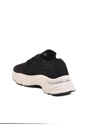 Siyah Hafif Triko Örme Anatomik Kadın Sneaker B064 Z