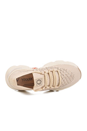 Krem Hafif Triko Örme Anatomik Kadın Sneaker B064 Z