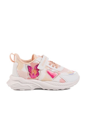 Beyaz Pudra Cırtlı Fileli Kız Çocuk Spor Ayakkabı Ruffon F