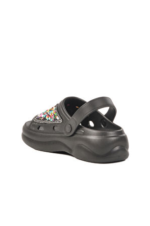 Siyah İşlemeli Hafif Eva Kadın Sabo Terlik E-800 Z