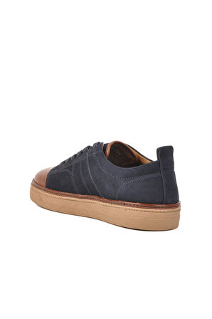 Lacivert Kahve Hakiki Deri Erkek Casual Ayakkabı 3K1973 M