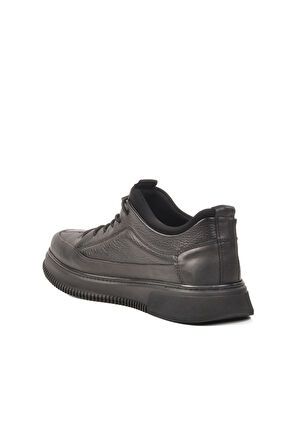 Siyah Hakiki Deri Erkek Casual Ayakkabı 3K1138 M
