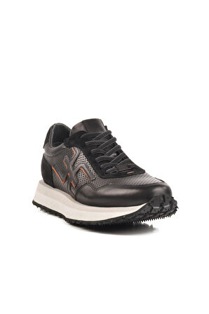 Siyah Hakiki Deri Erkek Sneaker 4Y2187-E2667 M