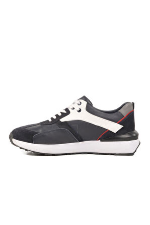 Lacivert Beyaz Hakiki Deri Erkek Casual Ayakkabı 2Y1076-6285 M