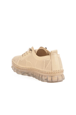 Bej Hakiki Deri Kadın Casual Ayakkabı 0004 Z