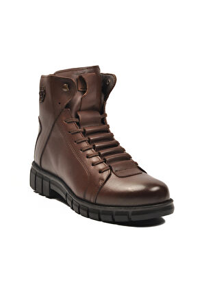 Kahve Deri Kürkü Soğuğa Dirençli Kaymaz Erkek Bot 2K8518 M