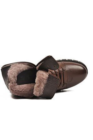 Kahve Deri Kürkü Soğuğa Dirençli Kaymaz Erkek Bot 2K8518 M