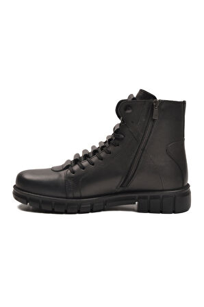 Siyah Deri Kürkü Soğuğa Dirençli Kaymaz Erkek Bot 2K8518 M