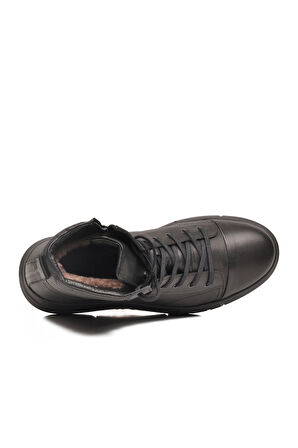 Siyah Deri Kürklü Kaymaz Soğuğa Dirençli Erkek Bot 2K1238-HK-510 M