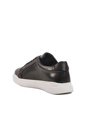 Siyah Beyaz Hakiki Deri Erkek Sneaker Premium 2040 M