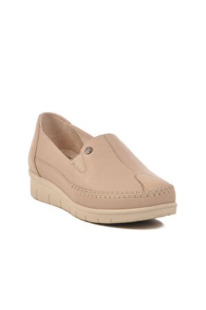 Krem Hakiki Deri Anatomik Kadın Casual Ayakkabı 664 Z