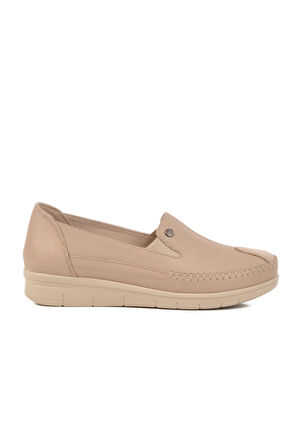 Krem Hakiki Deri Anatomik Kadın Casual Ayakkabı 664 Z