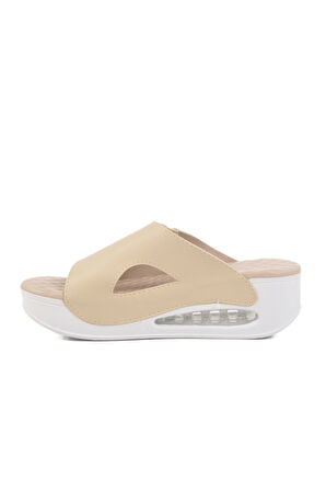 Bej Anatomik Yüksek Taban Kadın Terlik 100-962 Z