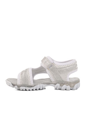 Gümüş Simli Cırtlı Ortopedik Kız Çocuk Spor Sandalet 25T104 F