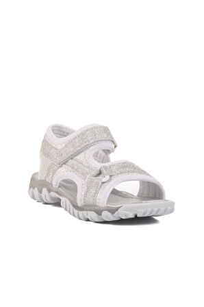 Gümüş Simli Cırtlı Ortopedik Kız Çocuk Spor Sandalet 25T104 F