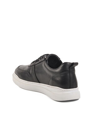 Siyah Beyaz Hakiki Deri Erkek Sneaker Premium 412 M