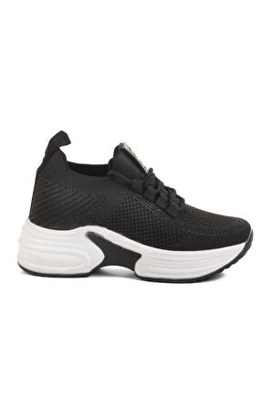 Siyah Triko Kalın Taban Kadın Sneaker Lady 5002 Z