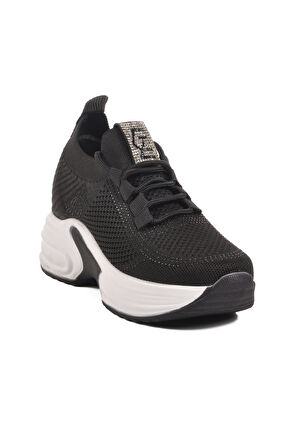 Siyah Triko Kalın Taban Kadın Sneaker Lady 5002 Z