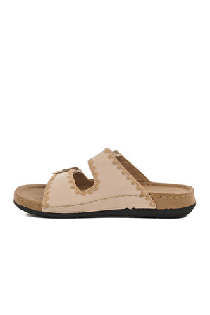 Bej Anatomik Çift Bantlı Kadın Terlik 41.001 Z
