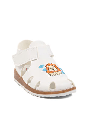 Beyaz Cırtlı Hafif Unisex Çocuk Sandalet 17373 B