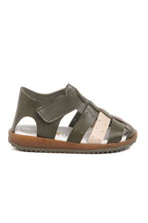 Haki Bej Cırtlı Hafif Unisex Çocuk Sandalet 17370 B