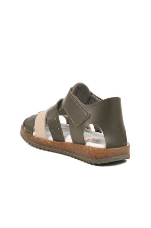 Haki Bej Cırtlı Hafif Unisex Çocuk Sandalet 17370 B