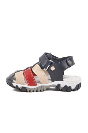 Lacivert Kırmızı Cırtlı Hafif Unisex Çocuk Sandalet 173101 B