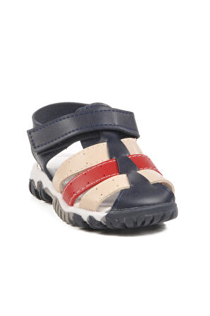 Lacivert Kırmızı Cırtlı Hafif Unisex Çocuk Sandalet 173101 B